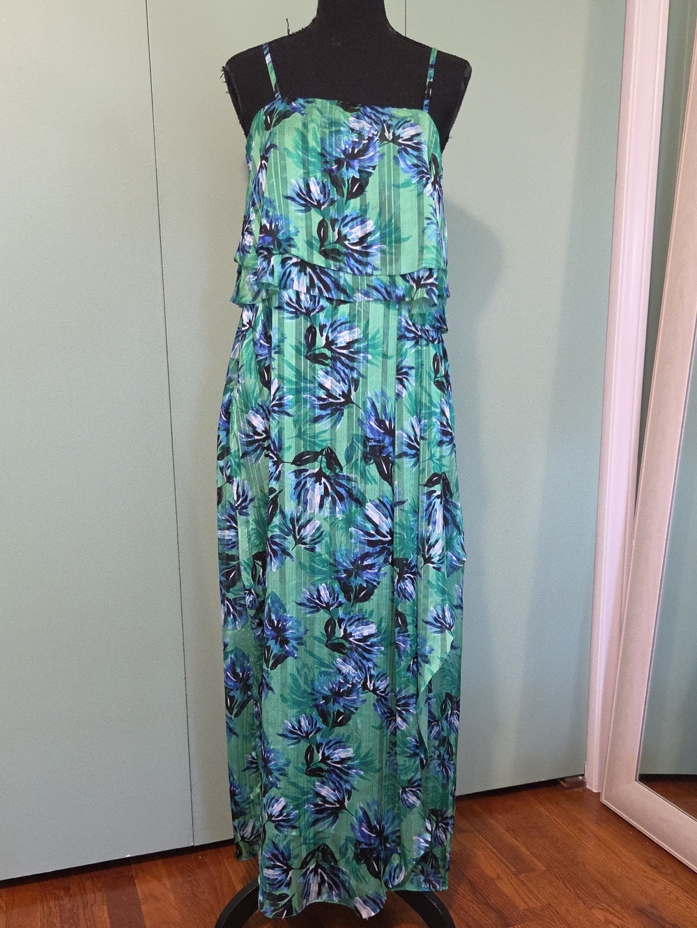 Banana Republic Green And Blue Floral Maxi Dress Size 6